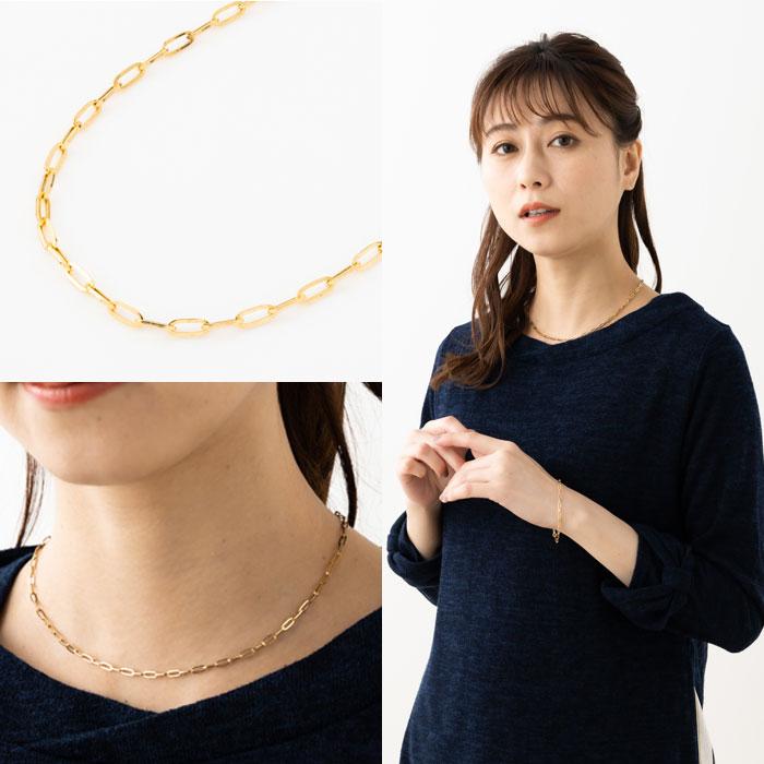 約40cm ペーパークリップ ネックレス チェーン 幅約2.7mm K18 YG 18金