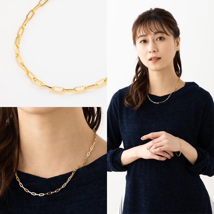 ペーパークリップ ネックレス チェーン 幅約3.5mm K18 YG 18金 ペーパークリップ ネックレス チェーン 幅約3.5mm K18 YG 18金