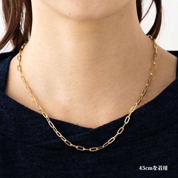 約60cm ペーパークリップ ネックレス チェーン 幅約3.5mm K18 YG 18金