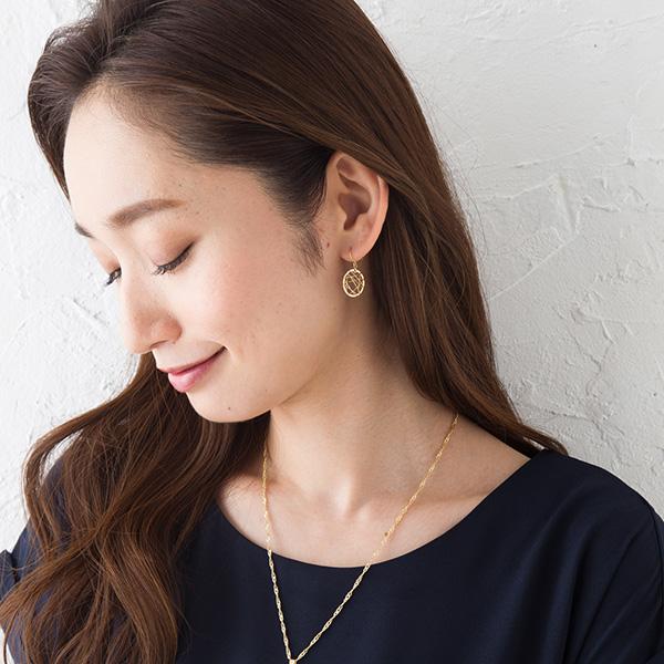 ドリームキャッチャーデザイン ピアス/イヤリング K18(約W14mm×H14mm 