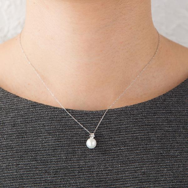 あこや真珠ペンダント K18 パール K18/PT850 約W7mm×H10mm