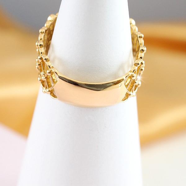 リング ダイヤ 透かしデザイン アンティーク調 指輪 K18 YG WG 7〜20号