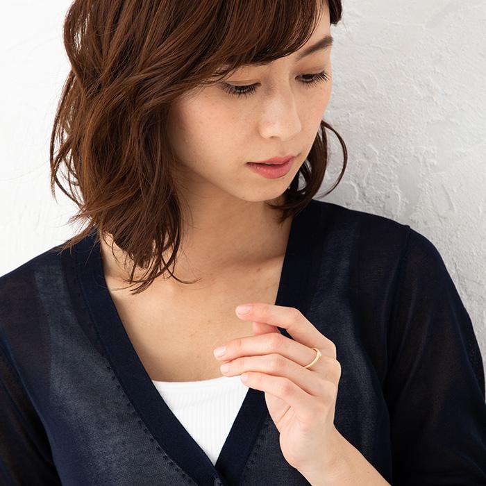 ヘアラインデザインリング K18 一粒ダイヤモンド 1石 0.05ct ダイヤ 指輪 レディース サイズ3〜17号 k18 18金 ゴールドの画像
