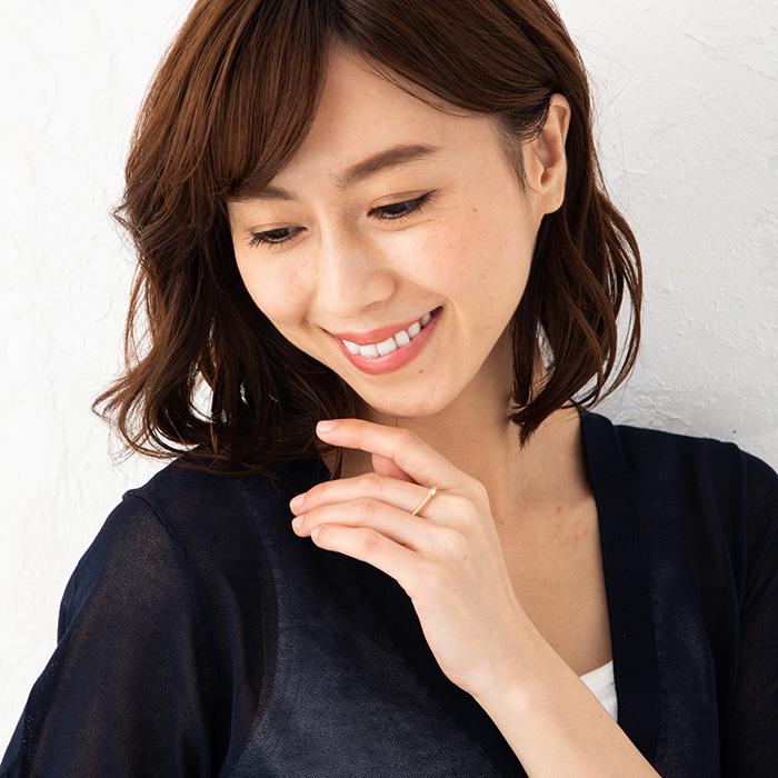 ヘアラインデザインリング K18 一粒ダイヤモンド 1石 0.05ct ダイヤ 指輪 レディース サイズ3〜17号 k18 18金 ゴールドの画像