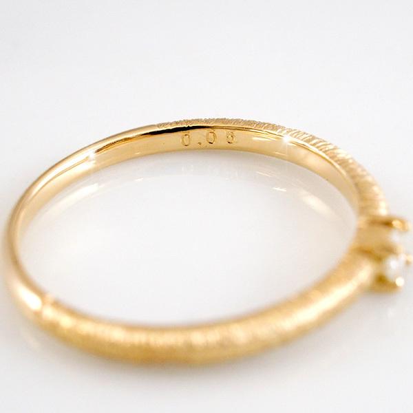 ヘアラインデザインリング K18 一粒ダイヤモンド 1石 0.05ct ダイヤ 指輪 レディース サイズ3〜17号 k18 18金 ゴールドの画像