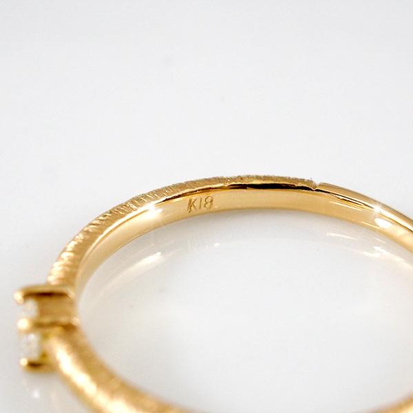 ヘアラインデザインリング K18 一粒ダイヤモンド 1石 0.05ct ダイヤ 指輪 レディース サイズ3〜17号 k18 18金 ゴールドの画像