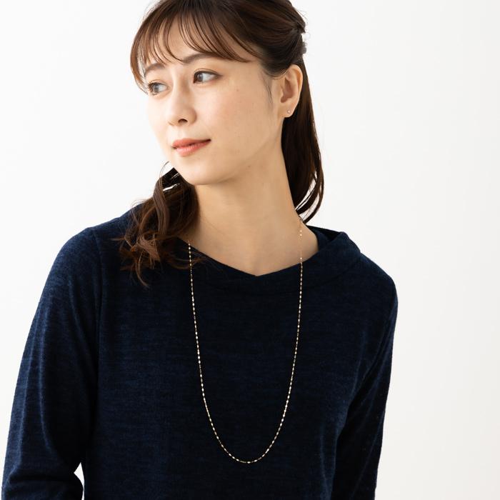 80cm ペタル チェーン ネックレス ゴールド ホワイトゴールド ピンクゴールド プラチナ k18ネックレス プラチナネックレス 18金 K18 YG WG PG Pt850 レディースの画像