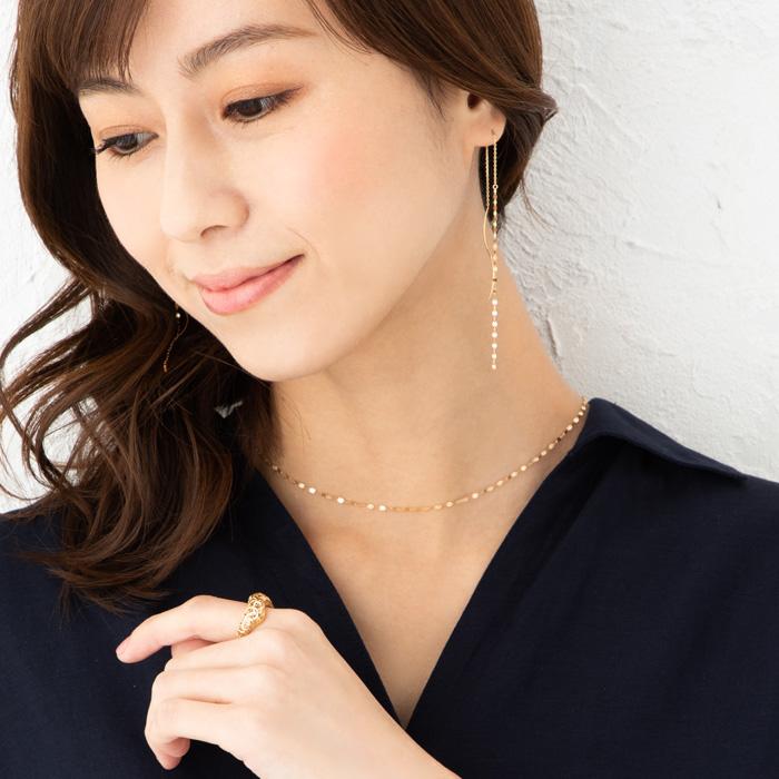 選べる18金orピンクゴールドorプラチナ フラワー クロス チェーン ゴールド ピンクゴールド プラチナ 18金 K18 YG PG PT850 プラチナネッの画像