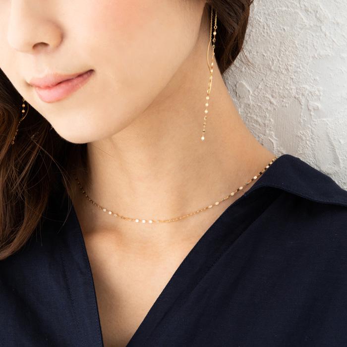 選べる18金orピンクゴールドorプラチナ フラワー クロス チェーン ゴールド ピンクゴールド プラチナ 18金 K18 YG PG PT850 プラチナネッの画像