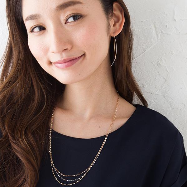 ３連ペタルネックレス 　　18金 3連ペタルネックレス 60cm K18/WG/PG (イエローゴールド