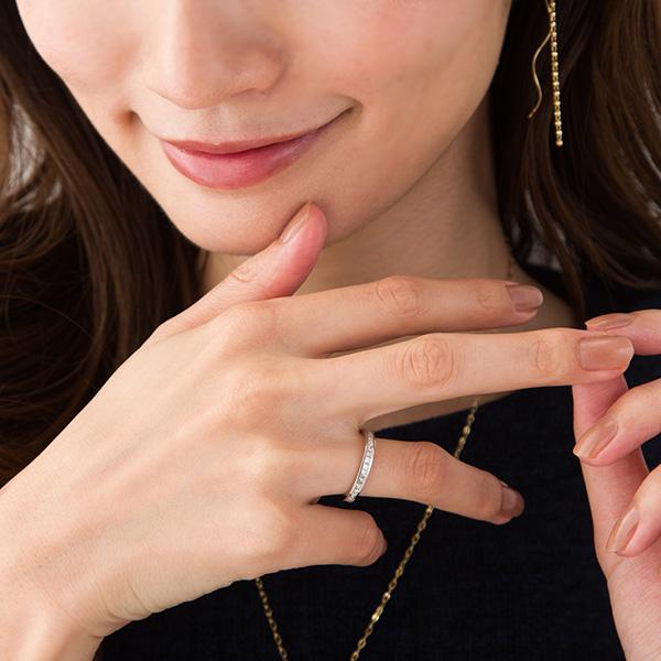 フルエタニティリング ダイヤ 指輪 プリンセスカット 1.0ctアップ フルエタニティ プラチナ Pt900 ＊専門機関による鑑別書付き_10