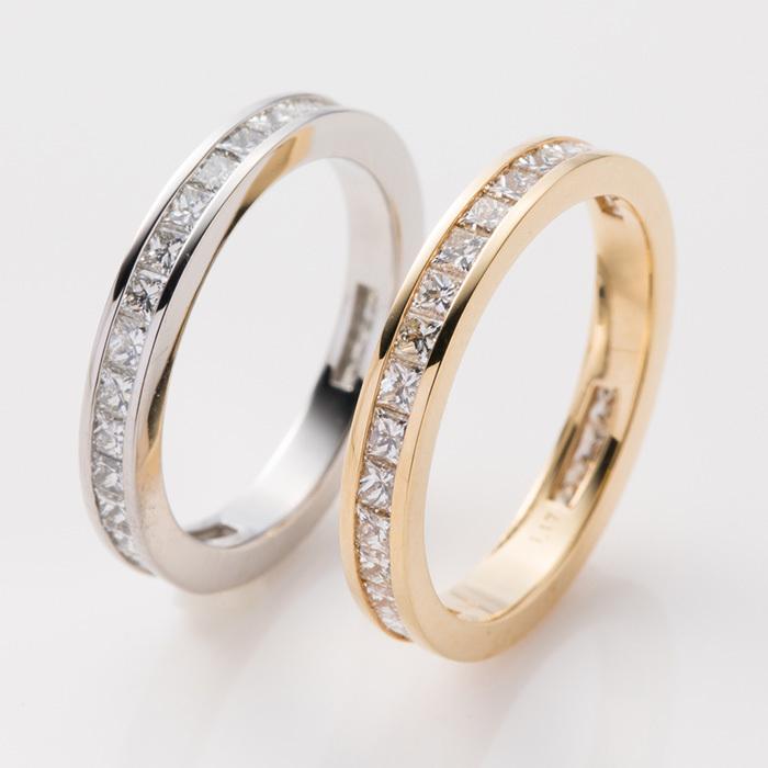 1カラット プリンセス フルエタニティ天然ダイヤモンドリングPt900 フルエタニティリング ダイヤ 指輪 プリンセスカット 1.0ctアップ フル