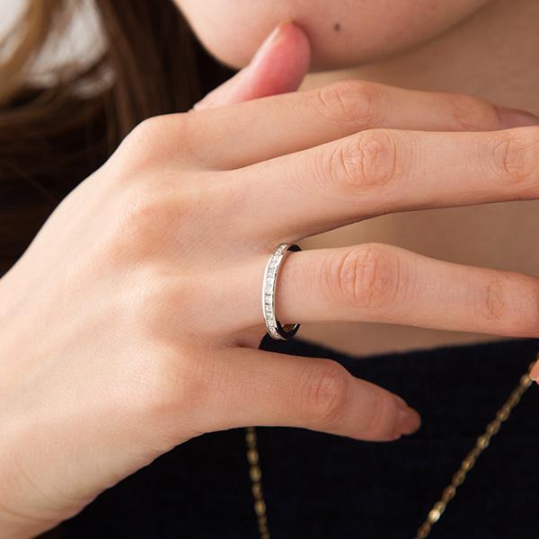 フルエタニティリング ダイヤ 指輪 プリンセスカット 1.0ctアップ フル