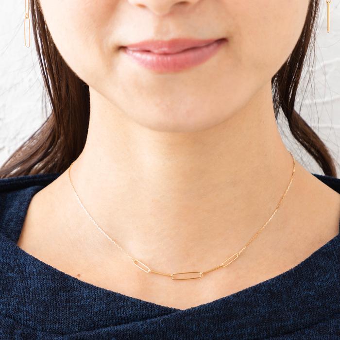 K18YG ネックレス　45cm 約45cm】 K18 YG クリップパーツ あずきチェーン ネックレス 18金 線径