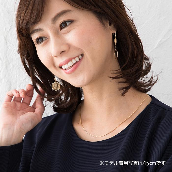 約50cm クリスクロス チェーン 幅約1.2mm スライド式アジャスター 18金 YG PG WG ネックレス レディース ゴールド ピンク ホワイト ゴールド K18ネックレスの画像