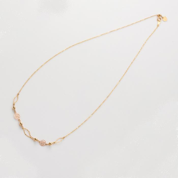 バラ モチーフ 7個 ネックレス チェーン スライドボールアジャスター付き K18 YG WG 約50cm チェーン 重さ約1.46g K18ネックレス イエローゴールド ホワイトゴーの画像