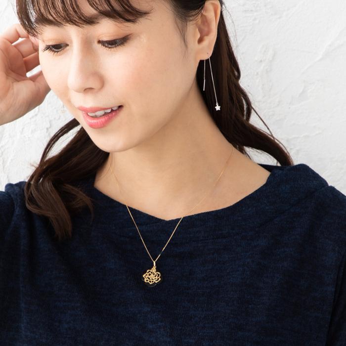 ペンダントトップ バラデザイン リバーシブル オニキス 18金 K18 YG WG 