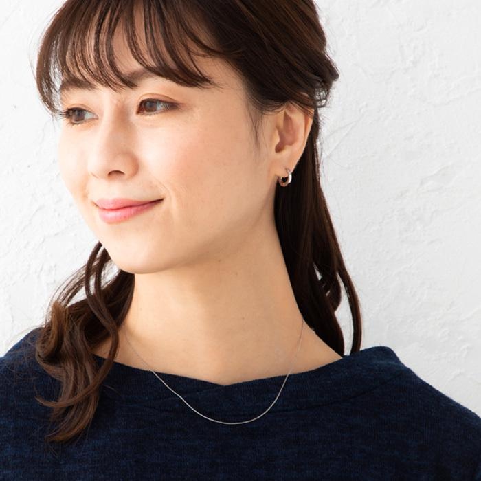 シンプルリングフープ ピアス Pt900 平打ちピアス 開閉式 プラチナ900