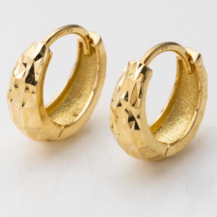 ミラーカットドロップ フープピアス ドロップ型 K18YG 開閉式ピアス