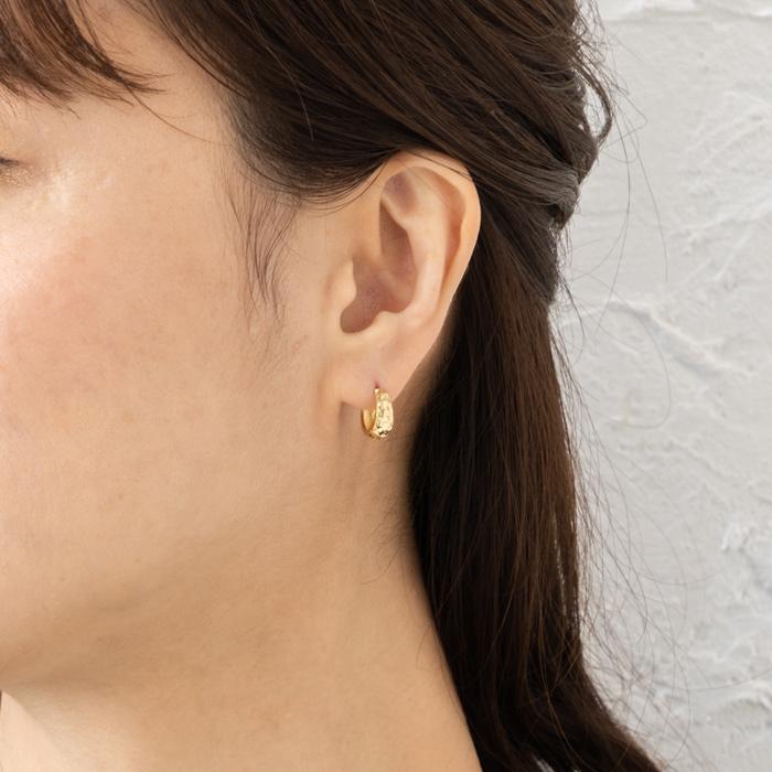 ミラーカットドロップ フープピアス ドロップ型 K18YG 開閉式ピアス