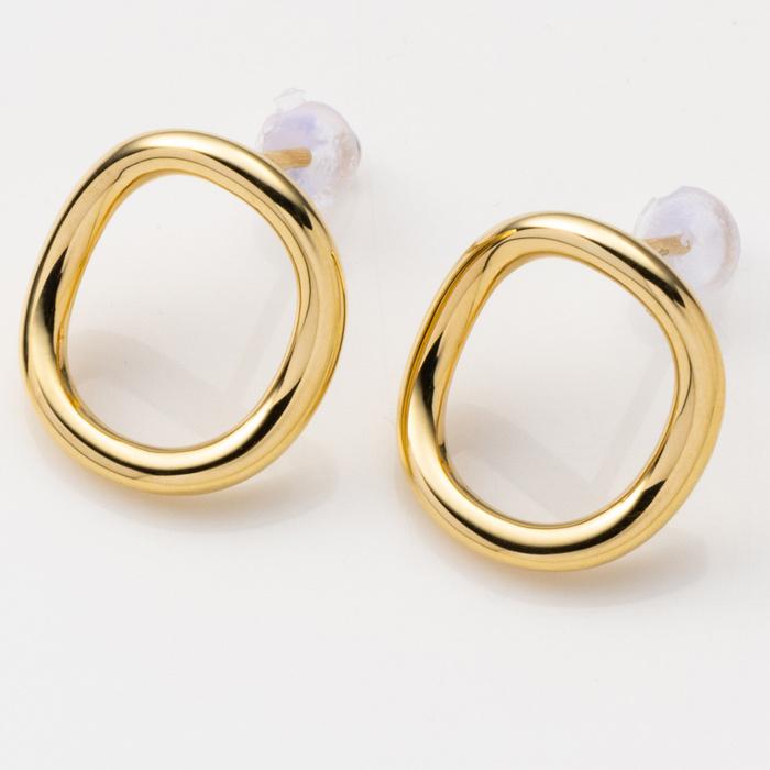 オープンサークル スタッドピアス K18YG K18 イエローゴールド 18金 約