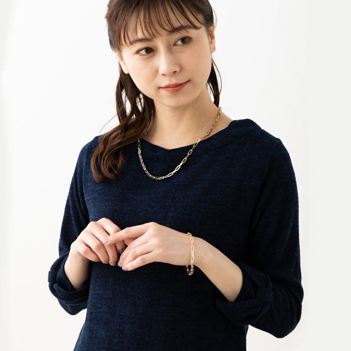 ペーパークリップ ブレスレット 幅約4.4mm K18 YG 18金 レディース メンズ ゴールド K18 イエローゴールド k18ブレスレット 105の画像