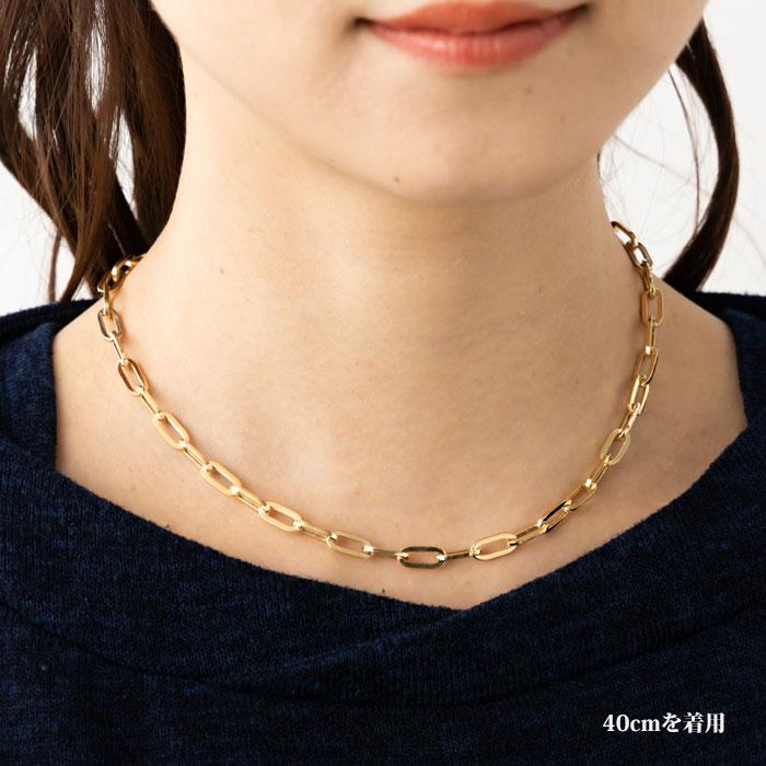 ペーパークリップ ネックレス チェーン 幅約5.0mm K18 YG 18金 