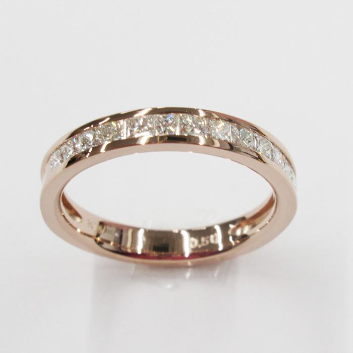 ハーフエタニティリング K18PG プリンセスカット ダイヤモンド 計0.5ct 