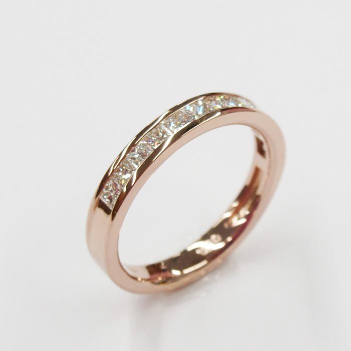 ハーフエタニティリング K18PG プリンセスカット ダイヤモンド 計0.5ct 