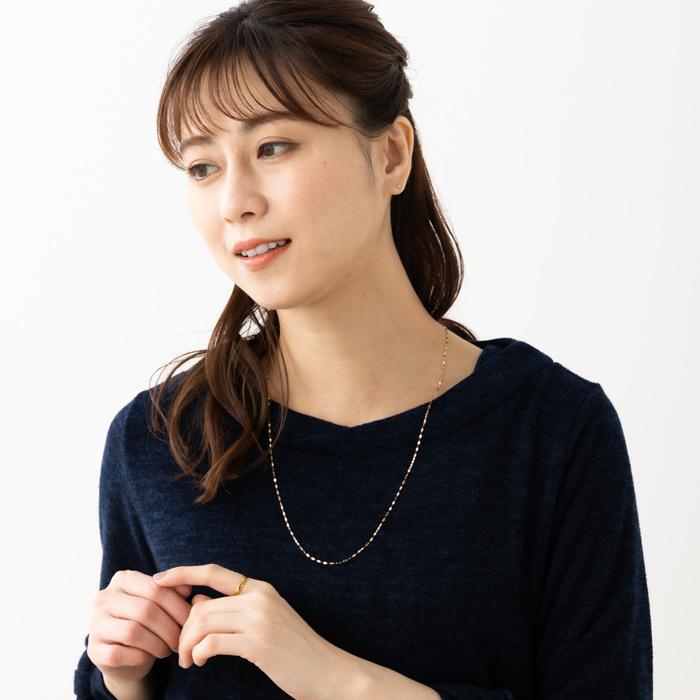 60cm ペタル チェーン ネックレス ゴールド ホワイトゴールド ピンクゴールド プラチナ 18金 k18ネックレス プラチナネックレス K18 YG WG PG Pt850 レディースの画像