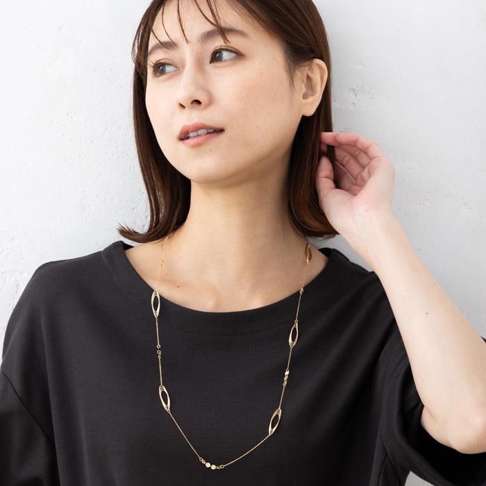 約70cm】デザイン チェーン ネックレス ペーパークリップ ラウンド 