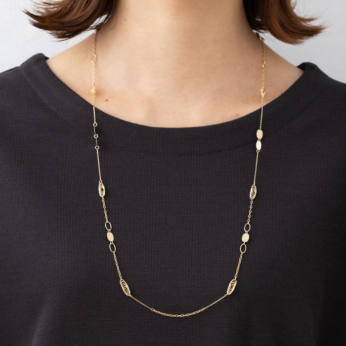 約70cm】デザイン チェーン ミラー ネックレス ペーパークリップ  