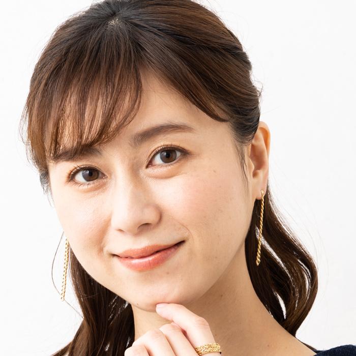 喜平 ロング チェーン ピアス K18YG 揺れる チェーンデザイン K18