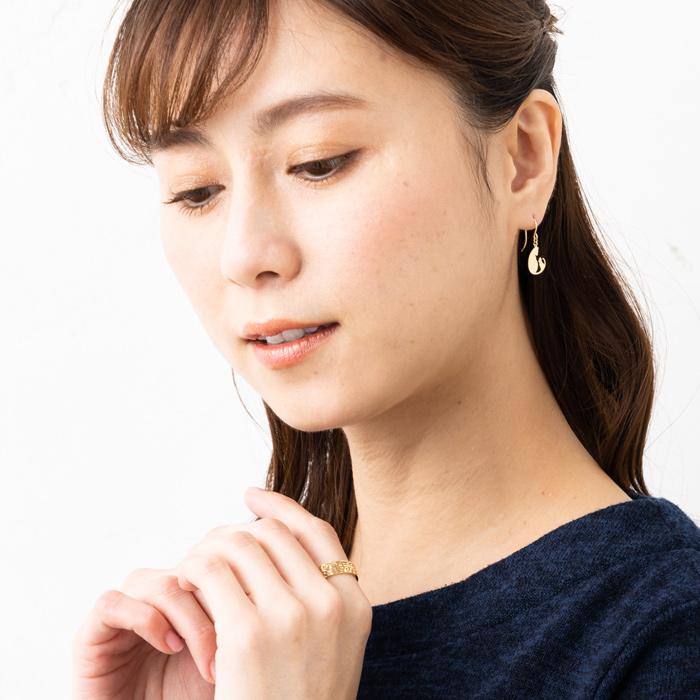 リング 透かし ランダムデザイン K18 幅広 デザインカット 18金 指輪