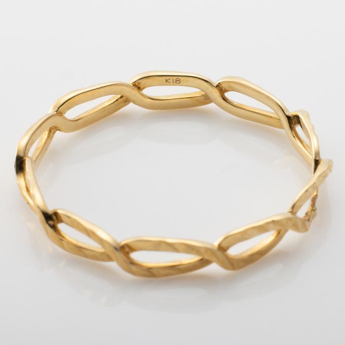 チェーンリング 細目 K18 YG WG 重ね付け 18金 指輪 イエローゴールド