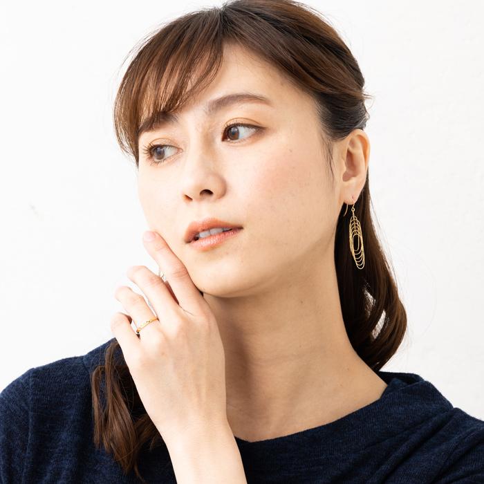 ミラーカット 極細 リング K18 YG PG シンプルデザイン 重ね付け 18金 指輪 イエローゴールド ピンクゴールドの画像
