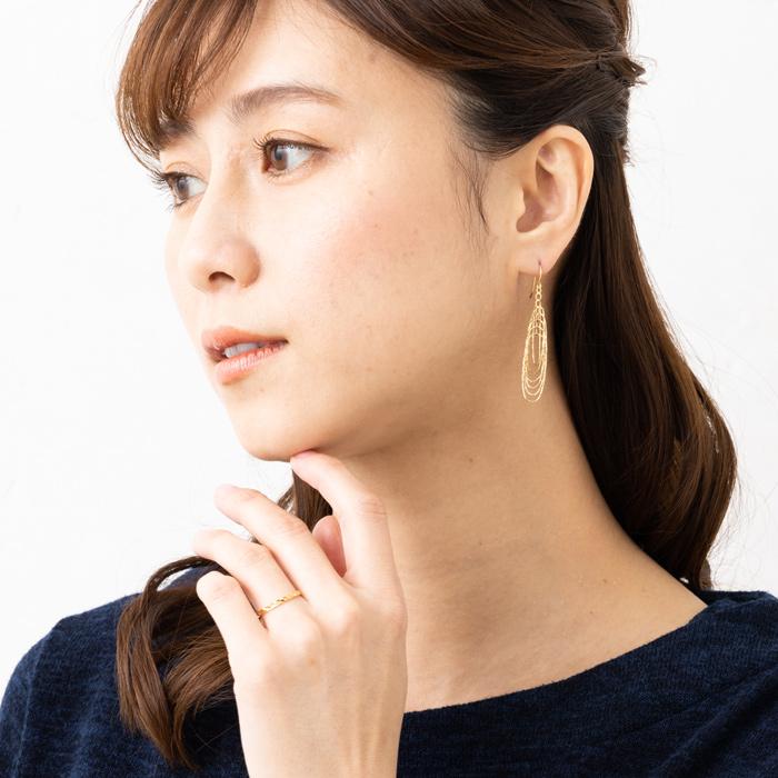 ミラーカット 極細 リング K18 YG PG シンプルデザイン 重ね付け 18金 指輪 イエローゴールド ピンクゴールドの画像