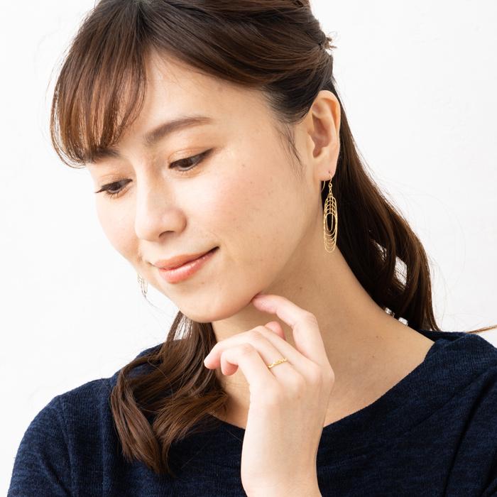 ミラーカット 極細 リング K18 YG PG シンプルデザイン 重ね付け 18金 指輪 イエローゴールド ピンクゴールドの画像