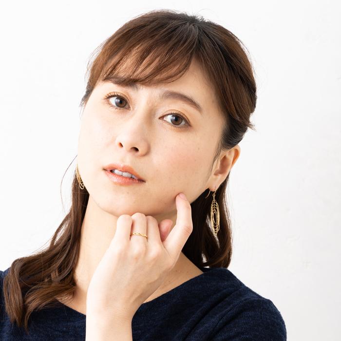 ミラーカット 極細 リング K18 YG PG シンプルデザイン 重ね付け 18金 指輪 イエローゴールド ピンクゴールドの画像