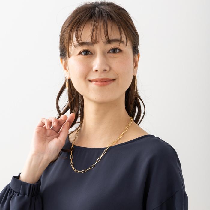 ボリューム チェーン ネックレス 太い K18YG イエローゴールド あずき