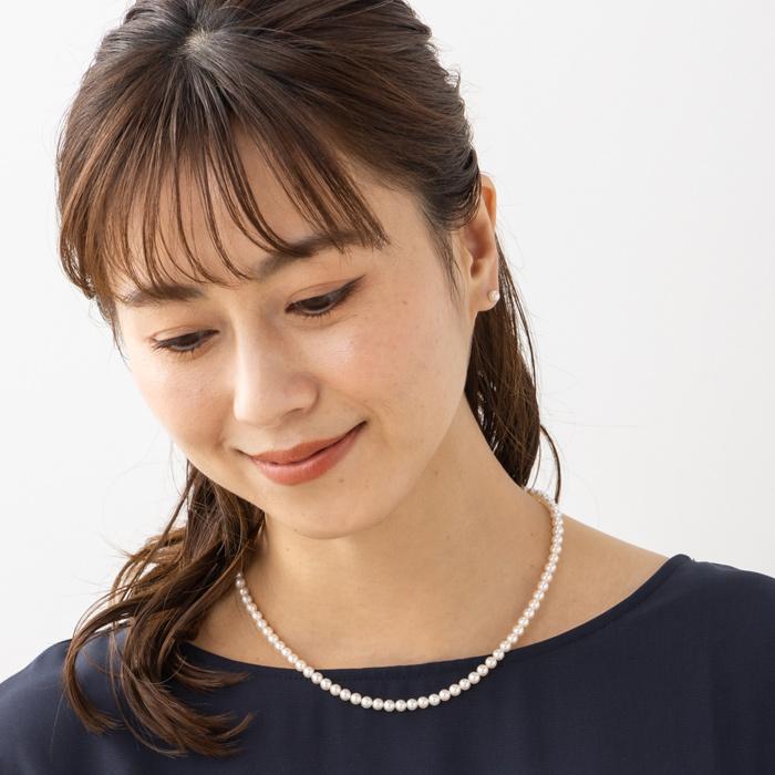 あこや真珠ネックレス  パールネックレス イヤリングorピアスセット 4.5mm 花珠 選べる長さ 42cm 45cm＊専用ケース、専門機関の鑑別書付きの画像
