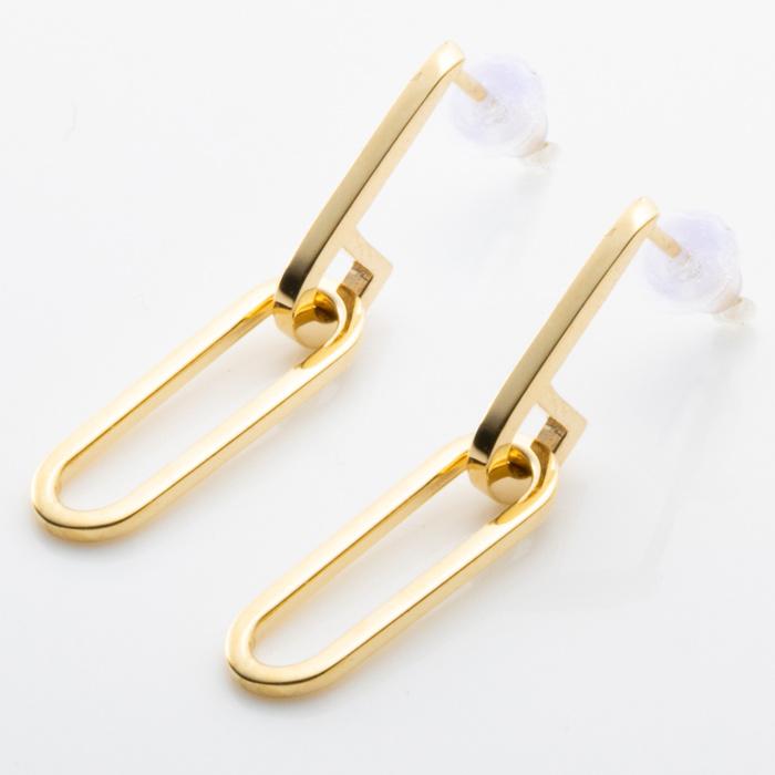 シングル チェーン ピアス K18YG 揺れる チェーンデザイン K18イエロー