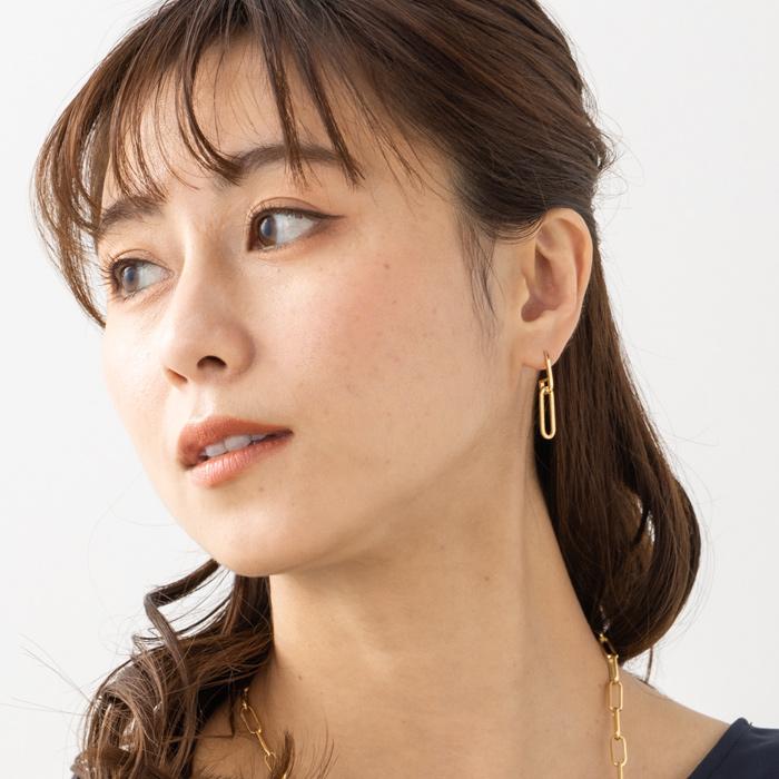 シングル チェーン ピアス K18YG 揺れる チェーンデザイン K18イエロー