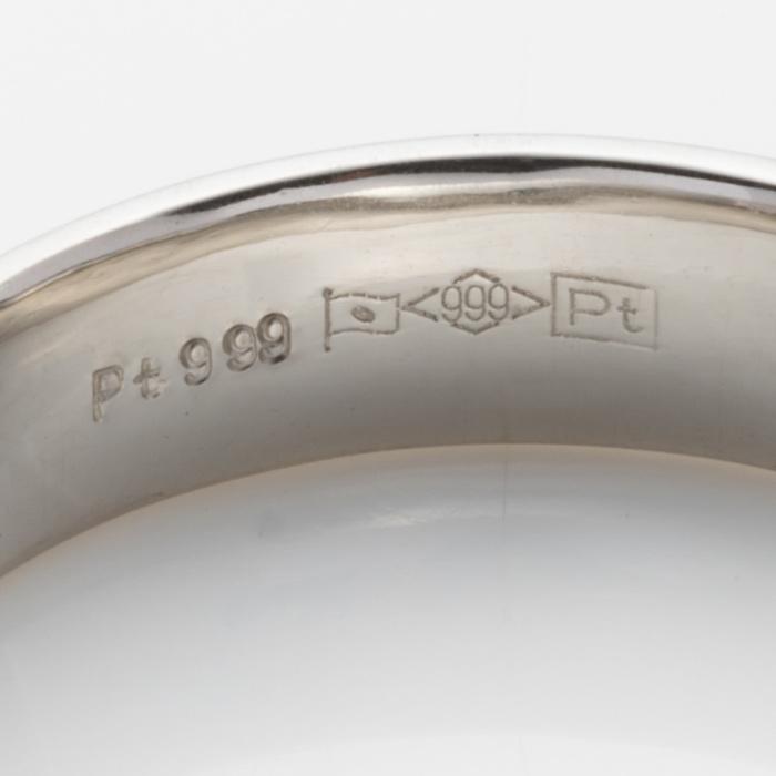 つや消し 純プラチナ Pt999 リング 指輪 地金 資産 平打ち デザイン 幅約4.6ｍｍ 約5.7ｇ(11号基準) 艶消し【造幣局品位証明刻印】の画像
