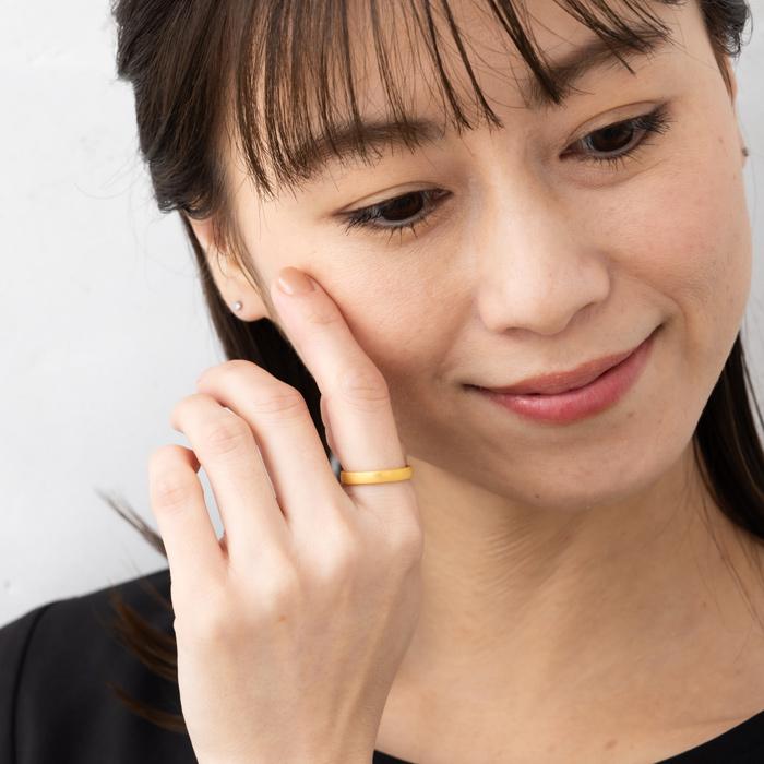 つや消し 24金 K24 純金 リング 指輪 ゴールド 豪華 平打ち デザイン