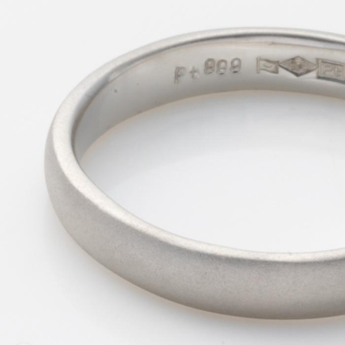 つや消し 純プラチナ Pt999 リング 均一幅 指輪 華やか 甲丸デザイン 幅約3.3mm 約3.1ｇ(11号基準) 艶消し マット【造幣局品位証明刻印】の画像