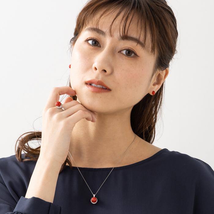 ☆土佐沖産 血赤サンゴ 8mm丸珠☆プラチナ ダイヤ リング Pt900