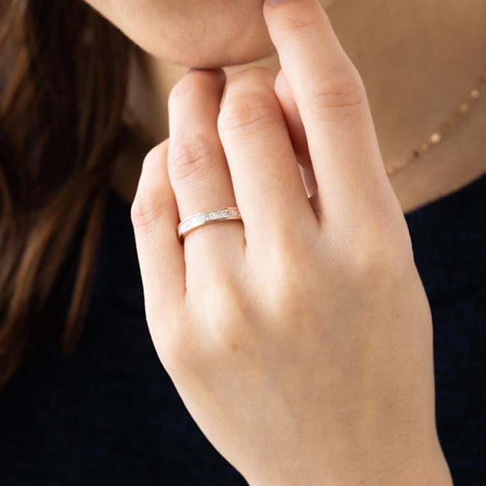 計0.6ct K18WGプリンセスカット天然ダイヤモンドリングハーフエタニティ 計0.6ct K18WGプリンセスカット天然ダイヤモンドリングハーフ