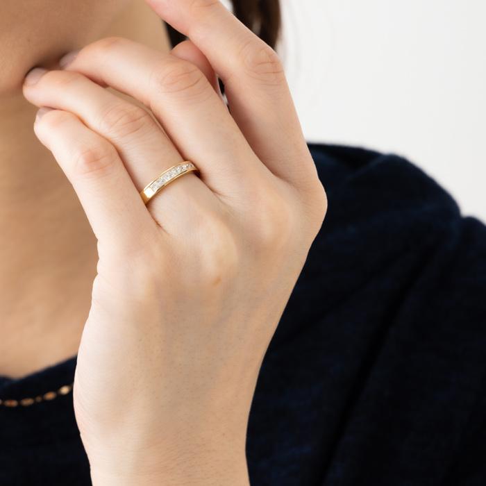 ハーフエタニティリング K18YG プリンセスカット ダイヤモンド 計0.5ct