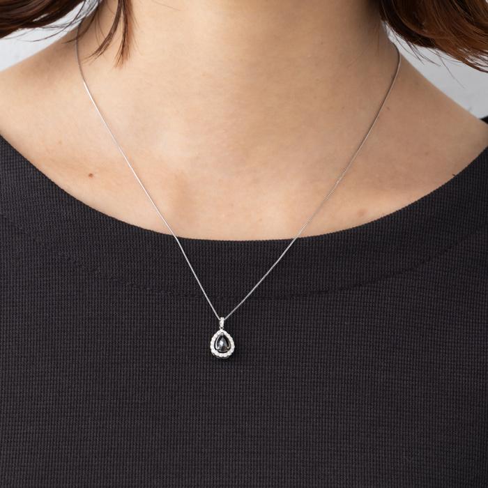 45cm】Pt950 ブラックダイヤ 0.5ctドロップシェイプ ネックレス ダイヤ